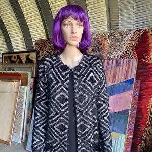 August Silk Sweater Coat.  Geometric Design.